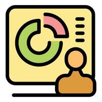 Market research presentation showing pie chart and data visualization vector