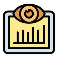 Eye watching growing bar graph on tablet screen vector