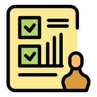 Businessman analyzing a successful marketing report with checkmarks and growing bar chart vector