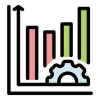 Growing bar graph with gear representing productivity increase vector