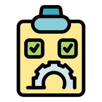 Clipboard with check marks and gear symbolizing project management vector