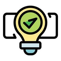 Light bulb with check mark symbolizing confirmed idea vector