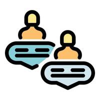 Two people talking using chat bubbles, exchanging messages and communicating online vector