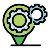 Gear location pin pointing workplace or service center vector