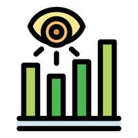 Eye watching growing bar chart, data analysis concept vector