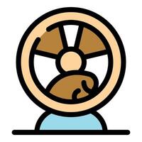 Hamster running inside wheel, pet exercise and wellbeing vector