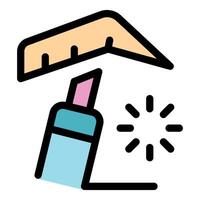 Correction fluid and ruler creating a perfect line vector