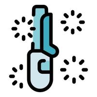Pocket lighter creating sparks, fire starting tool for outdoor activities vector
