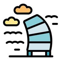 Modern skyscraper standing tall under cloudy sky, embracing architectural innovation vector