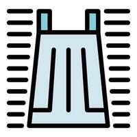 Hydroelectric dam generating renewable energy with water flow vector