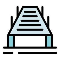 Pontoon bridge floating on water with metal railings vector