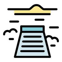 Chimney emitting smoke and clouds creating air pollution vector