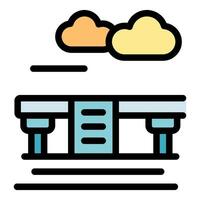Highway overpass with clouds and speed lines representing fast traffic vector