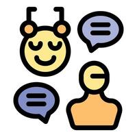 Customer support operator chatting with satisfied client using headset vector