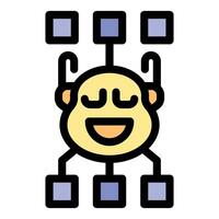 Happy face managing data flow, multitasking and information processing vector