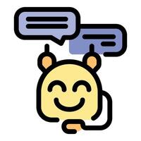 Chatbot managing multiple conversations with a smile, providing excellent customer service vector