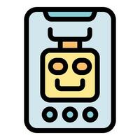 Smartphone showing chatbot providing online support vector