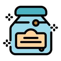 Glass jar with blank label and sparkles preserving freshness vector