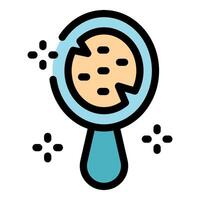 Magnifying glass showing bacteria and germs under examination vector