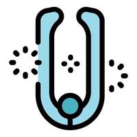 Tuning fork vibrating and producing sound waves, vector