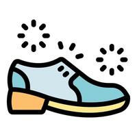 Disinfecting and cleaning modern elegant shoe, eliminating bacteria and germs vector
