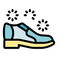 Clean and shiny dress shoe with rotating brushes cleaning animation vector