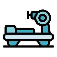 Modern physiotherapy table with integrated scanner analyzing patient's posture vector
