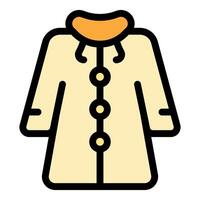 Warm beige winter coat with buttons and collar protecting from cold weather vector