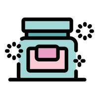 Sparkling clean laundry detergent in a plastic container promoting freshness vector