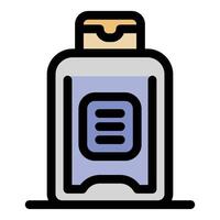 Shampoo or lotion bottle standing on a surface with flip top cap vector