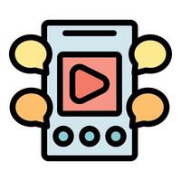 Smartphone showing player and chat bubbles, illustrating online communication vector