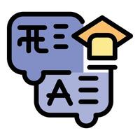 Online language learning with graduation cap representing educational achievement vector