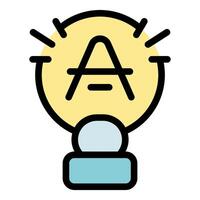 Light bulb shining with letter a representing top grade result vector