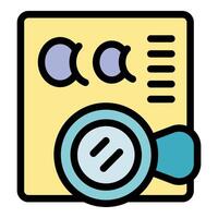 Magnifying glass exploring document with text and settings, unveiling hidden details vector