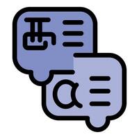 Online language translator app is translating text messages from different languages vector