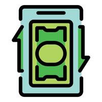 Smartphone showing money with increasing and decreasing arrows representing fluctuating finances vector