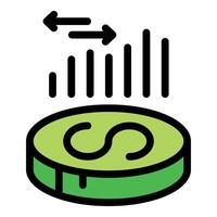 Money exchange rate increasing with bar graph and coin vector