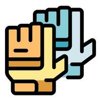 Two different colored working gloves protecting hands vector