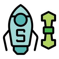 Spaceship launching from platform with number five on its body vector