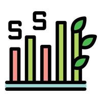 Sustainable investment growing like bamboo, represented by bar graph and currency symbol vector