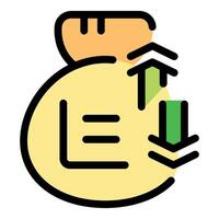 Money bag with increasing and decreasing arrows representing financial transactions vector