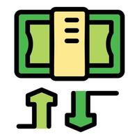 Money transferring with increasing and decreasing arrows icon vector