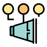 Megaphone spreading information from multiple sources, content marketing strategy vector