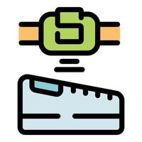 Smart watch connecting and transferring data to shoe chip vector