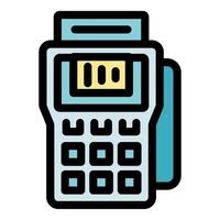 Pos terminal processing payment, modern electronic device for cashless transactions vector