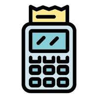 Payment terminal printing receipt, modern pos system for cashless transactions vector