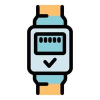 Smart watch showing check mark icon and loading bar on display vector