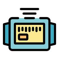 Smart bracelet transmitting data wireless connection icon vector