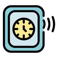 Smartwatch emitting radio waves and displaying current time vector
