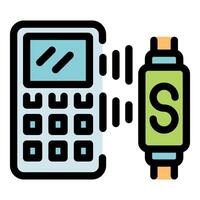 Calculator sending data to smartwatch for mobile payment vector